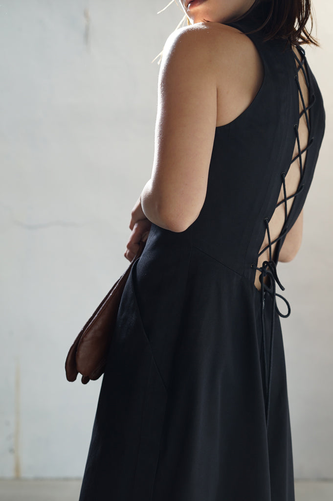 HERMES - Back Lace Up Dress