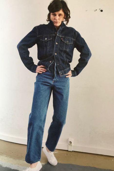 CRISTASEYA<br>BLEACHED DENIM HIGH-WAISTED JEANS<br><br>SOLD OUT