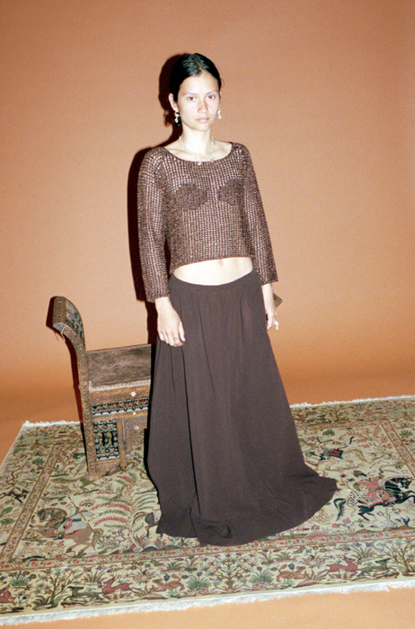 CRISTASEYA<br>WASHI PAPER FISHNET TOPS<br>in BROWN