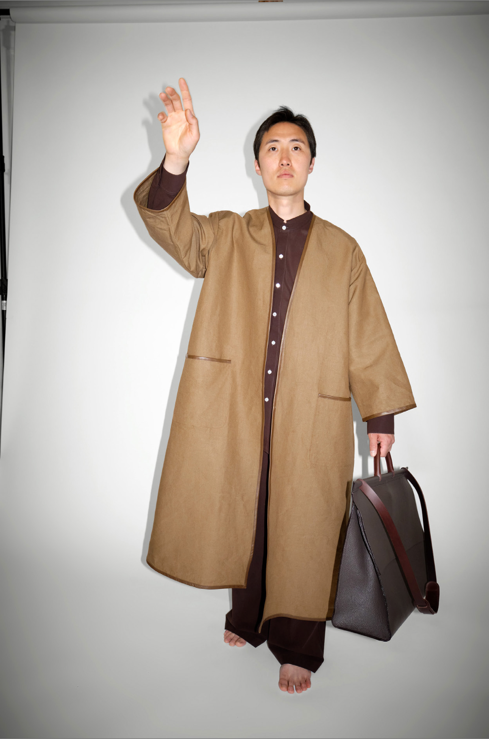 CRISTASEYA COLLARLESS COAT WITH LEATHER PIPING – PORT CRISTASEYA COLLARLESS COAT WITH LEATHER PIPING – PORT