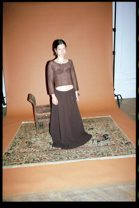 CRISTASEYA<br>WASHI PAPER FISHNET TOPS<br>in BROWN