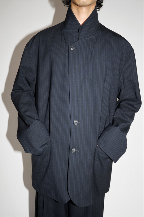 CRISTASEYA<br>OVERSIZED BLAZER<br>in BLACK/NAVY STRIPES