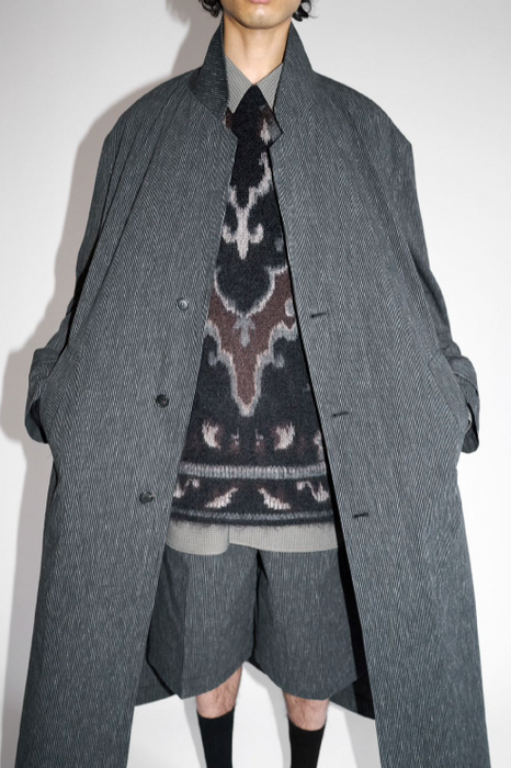 CRISTASEYA<br>OVERSIZED LONG TRENCH<br>in BLACK WITH WHITE STRIPES