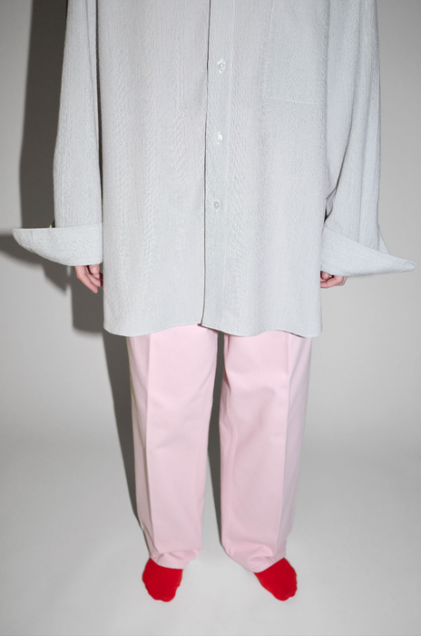 Salvatore Piccolo x CRISTASEYA<br>HANDMADE CLASSIC COLLAR SHIRT<br>in CREAM WITH BLUE CHECKS