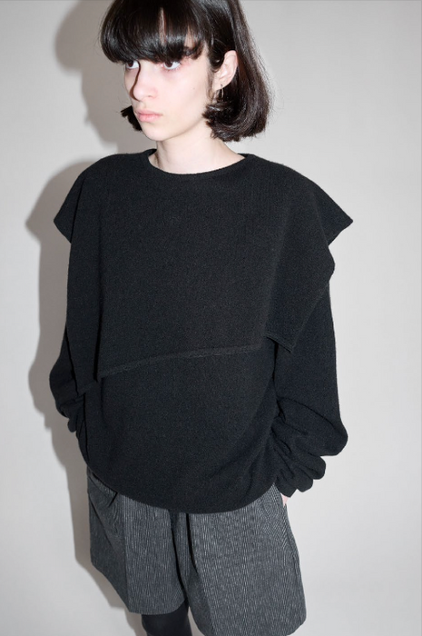 CRISTASEYA<br>FLANNEL SAILOR COLLAR SWEATER<br>in BLACK