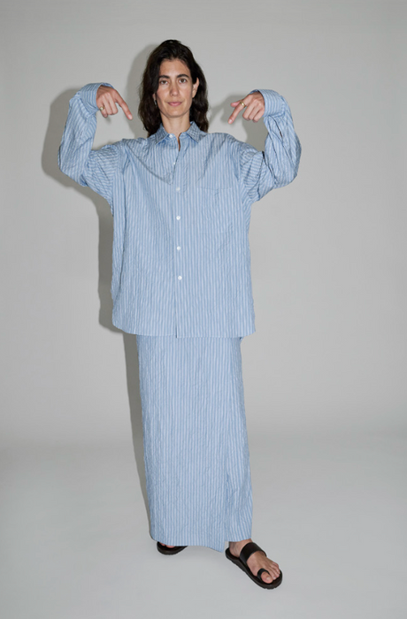 CRISTASEYA<br>PAREO SKIRT<br>in BLUE STRIPED