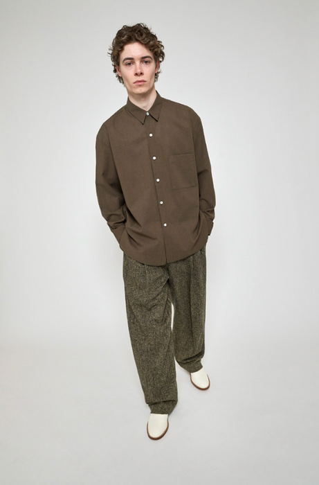 Salvatore Piccolo x CRISTASEYA<br>HANDMADE CLASSIC COLLAR SHIRT<br>in BROWN