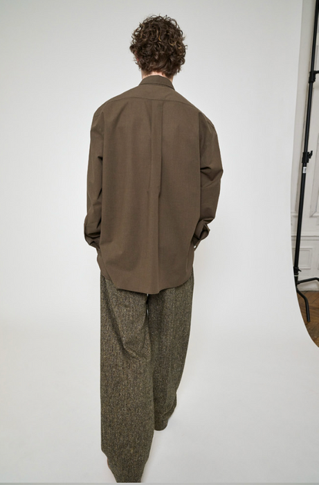 Salvatore Piccolo x CRISTASEYA<br>HANDMADE CLASSIC COLLAR SHIRT<br>in BROWN