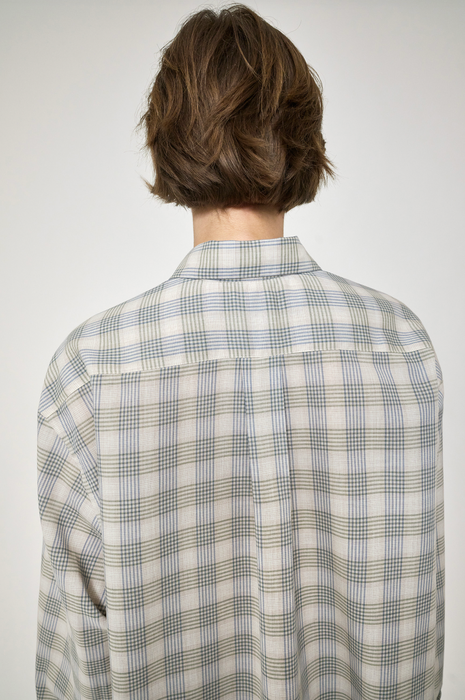 Salvatore Piccolo x CRISTASEYA<br>HANDMADE CLASSIC COLLAR SHIRT<br>in CHECKED BLUE/GREEN