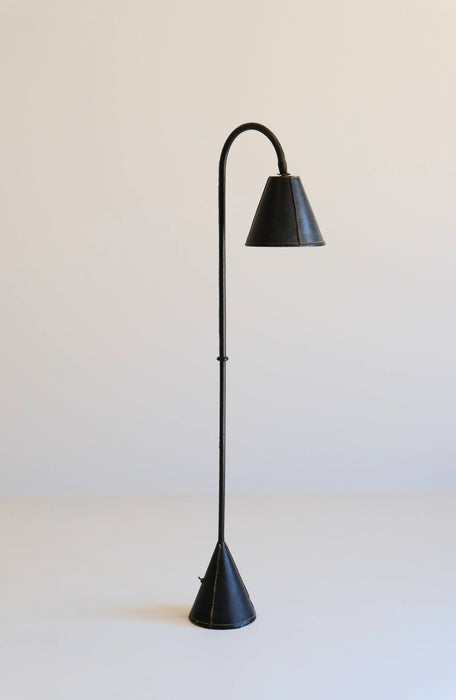 VALENTI<BR>LEATHER FLOOR LAMP BLACK