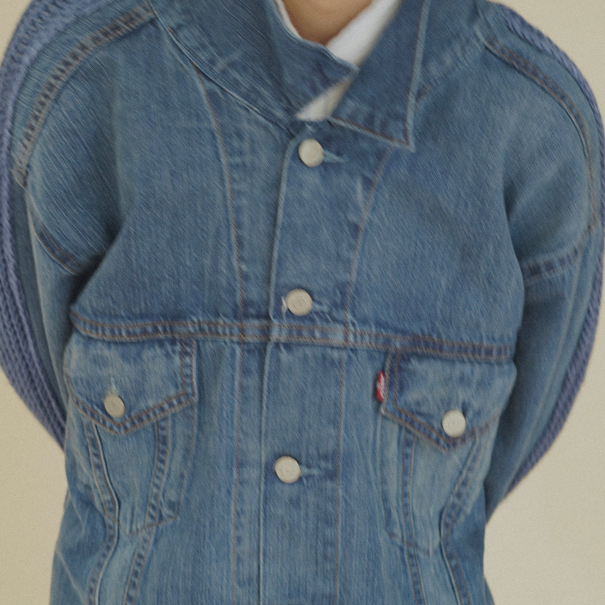 BLESS+CRISTASEYA PATCHED DENIM SWEATER JACKET – PORT