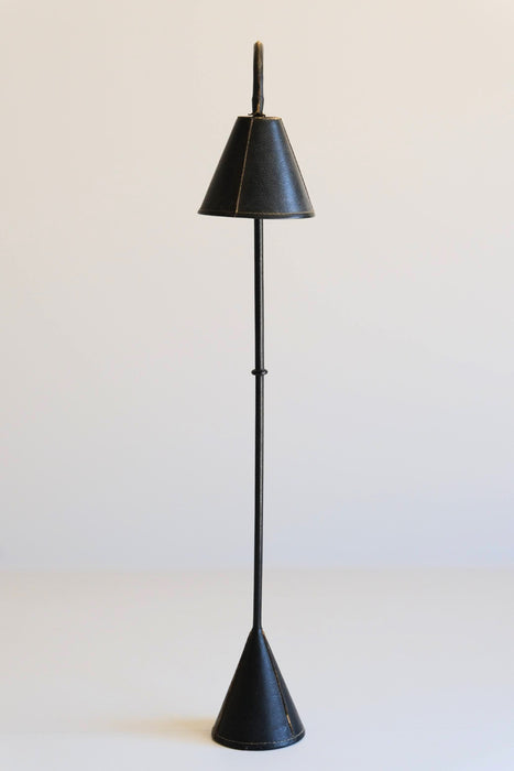 VALENTI<BR>LEATHER FLOOR LAMP BLACK