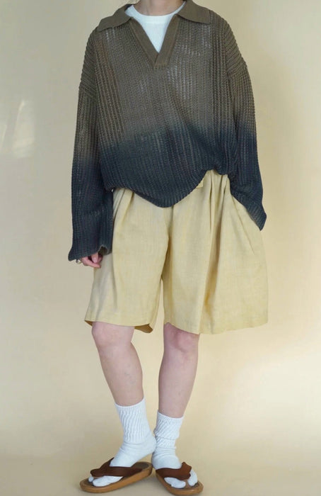 CRISTASEYA for PORT<br>LINEN POLO KNIT<br>KHAKI/NAVY