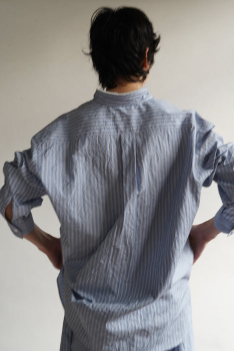 Salvatore Piccolo x CRISTASEYA<br>HANDMADE FRINGED MAO COLLAR SHIRT<br>in BLUE STRIPED