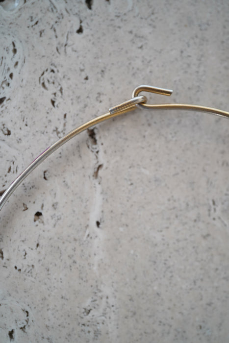 VINTAGE<BR>BRASS STATEMENT NECKLACE WITH FIVE DANGLING PETALS