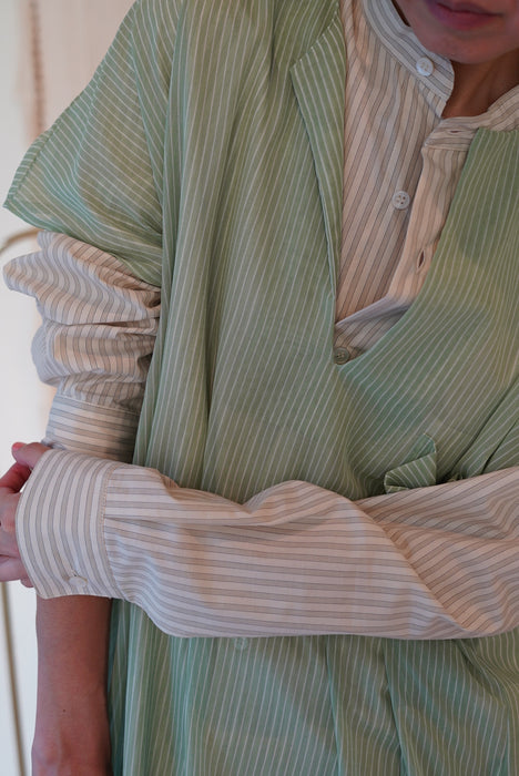 CRISTASEYA for PORT<br>SHEER CAFTAN DRESS<br>SAUGE STRIPES
