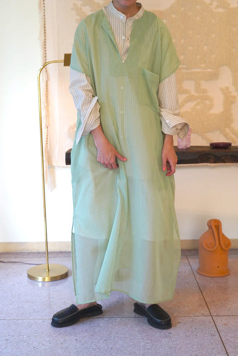 CRISTASEYA for PORT<br>SHEER CAFTAN DRESS<br>SAUGE STRIPES