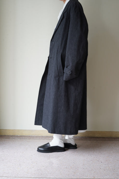 CRISTASEYA<br>OVERSIZED LONG TRENCH<br>in BLACK WITH WHITE STRIPES