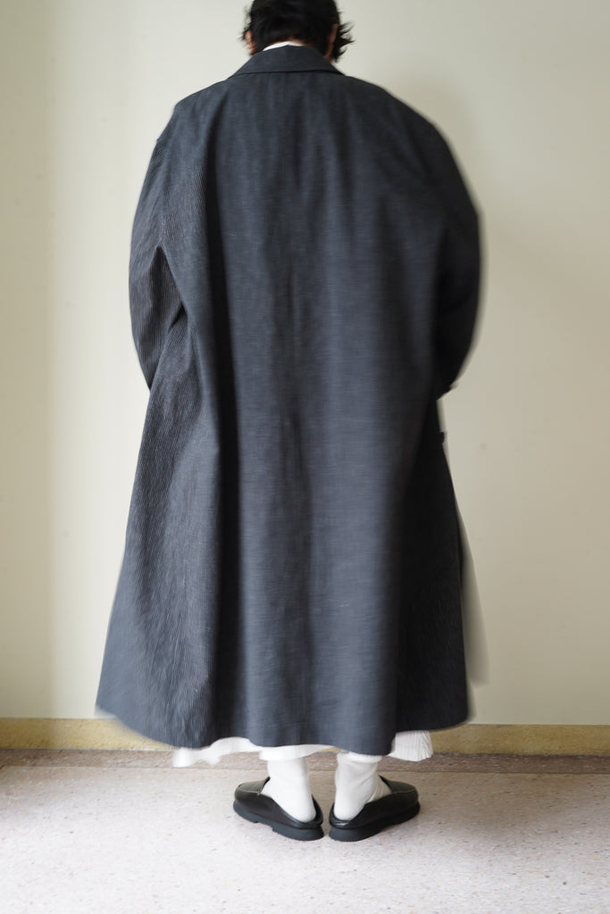 CRISTASEYA OVERSIZED LONG TRENCH in BLACK WITH WHITE STRIPES – PORT