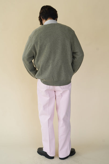 CRISTASEYA<br>OVERSIZED V NECK FLANNEL SWEATER<br>in LIGHT KHAKI