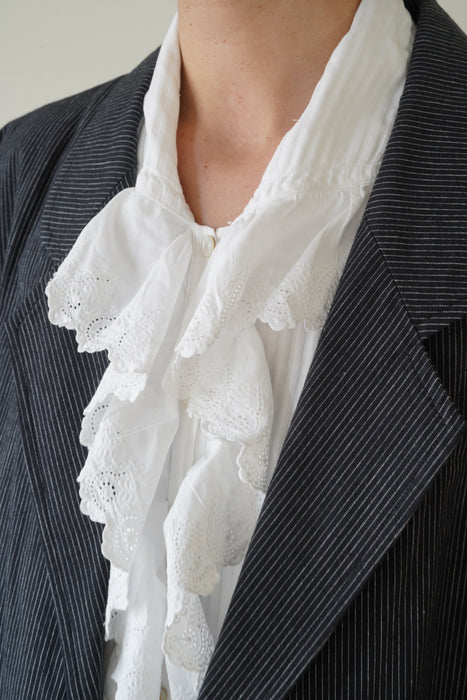 ANTIQUE<BR>ST COTTON FRILL NIGHTGOWN LONG DRESS