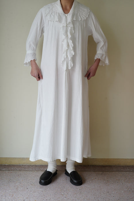 ANTIQUE<BR>ST COTTON FRILL NIGHTGOWN LONG DRESS