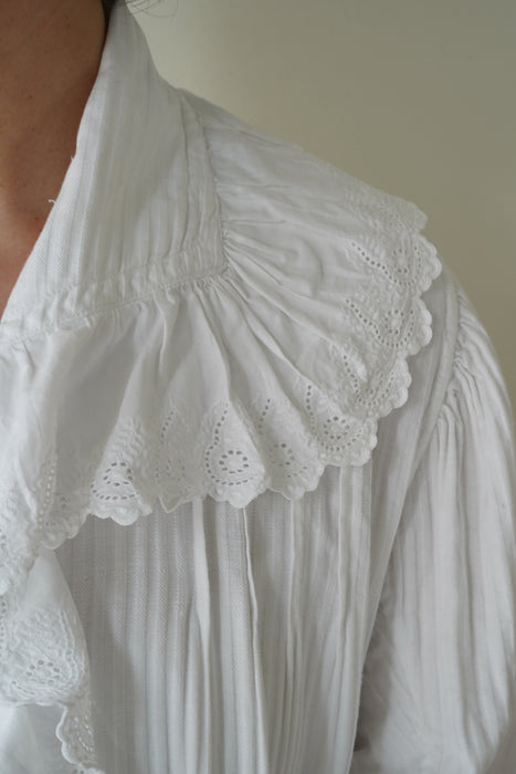 ANTIQUE<BR>ST COTTON FRILL NIGHTGOWN LONG DRESS