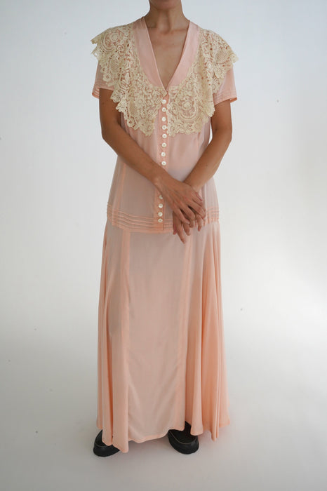 ANTIQUE<BR> SILK LACE DRESS