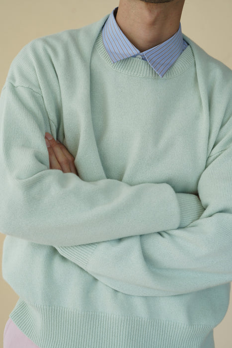 CRISTASEYA<br>OVERSIZED CASHMERE SWEATER WITH DRAPED COLLAR<br>in MINT