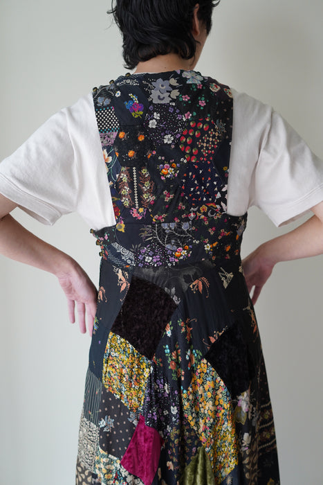VINTAGE<BR>ONE OF A KIND PATCHWORKED UK DRESS