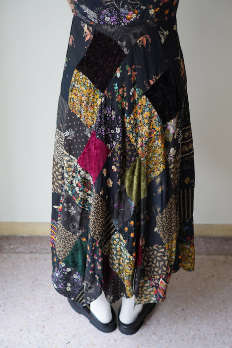 VINTAGE<BR>ONE OF A KIND PATCHWORKED UK DRESS