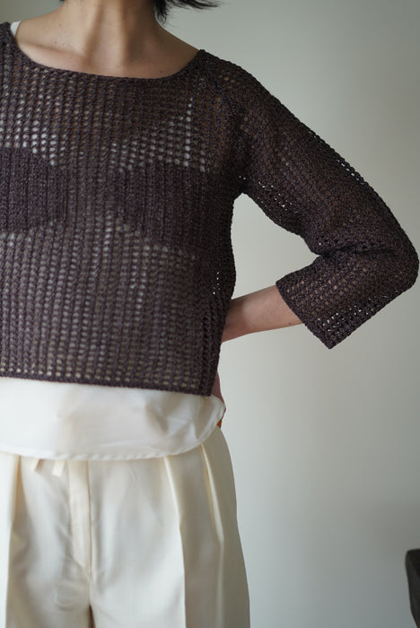 CRISTASEYA<br>WASHI PAPER FISHNET TOPS<br>in BROWN