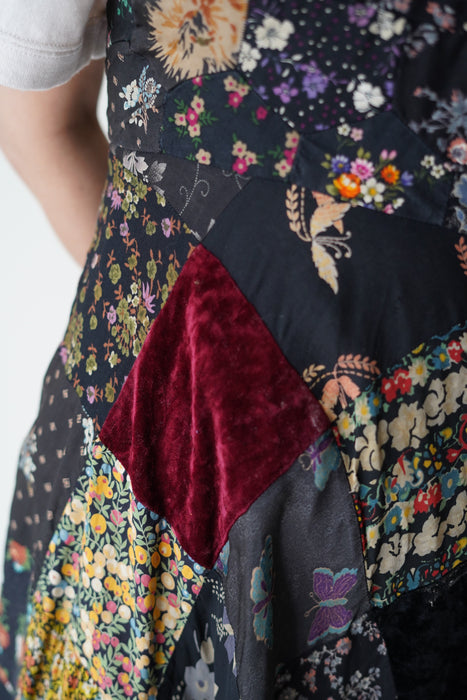 VINTAGE<BR>ONE OF A KIND PATCHWORKED UK DRESS