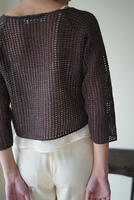 CRISTASEYA<br>WASHI PAPER FISHNET TOPS<br>in BROWN