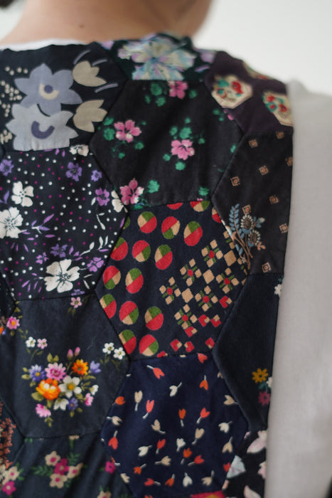 VINTAGE<BR>ONE OF A KIND PATCHWORKED UK DRESS