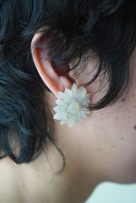 VINTAGE<BR>MOTHER OF PEARL FLOWER EARRINGS<BR><BR>SOLD OUT