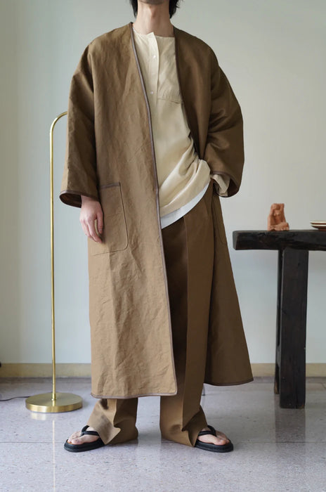 CRISTASEYA<br>COLLARLESS COAT WITH LEATHER PIPING