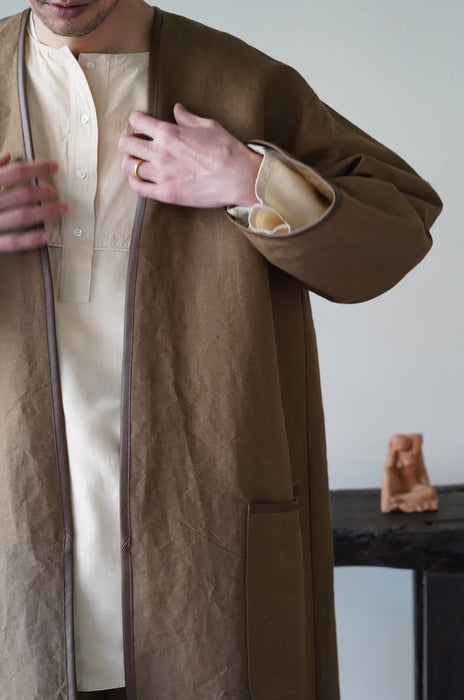 CRISTASEYA<br>COLLARLESS COAT WITH LEATHER PIPING