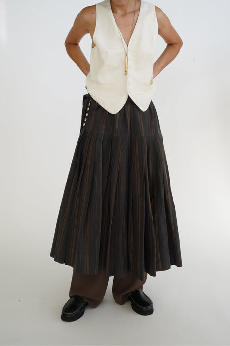 ZANINI<BR>LINEN PLEATED SKIRT