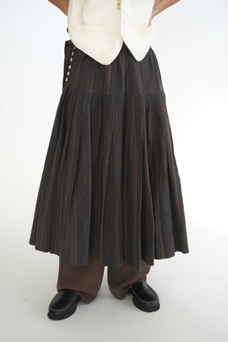ZANINI<BR>LINEN PLEATED SKIRT