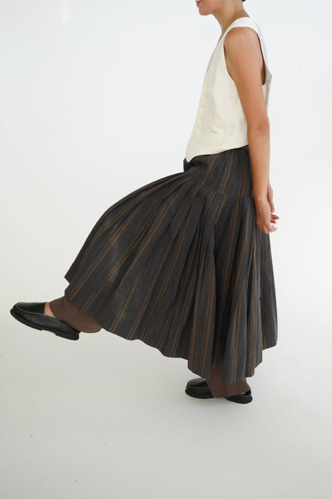 ZANINI<BR>LINEN PLEATED SKIRT