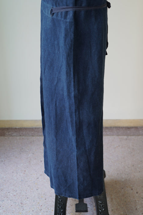 ANTIQUE<BR>FRENCH INDIGO LINEN APRON DRESS