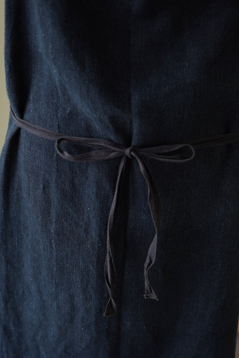 ANTIQUE<BR>FRENCH INDIGO LINEN APRON DRESS