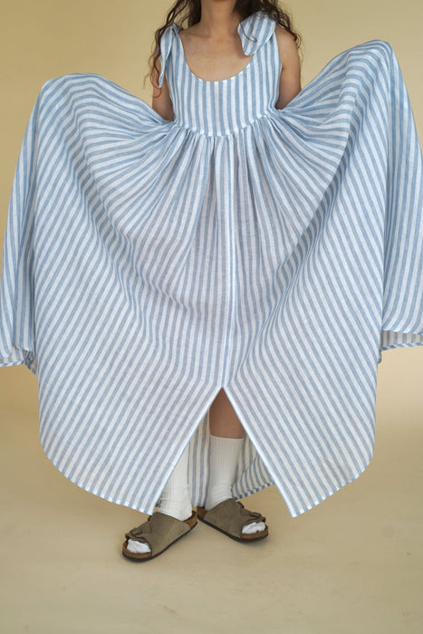 CRISTASEYA<br>MAXI DRESS WITH STRAPS<br>in STRIPED LIGHT BLUE