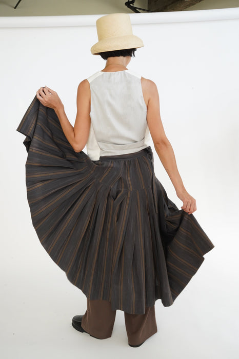 ZANINI<BR>LINEN PLEATED SKIRT