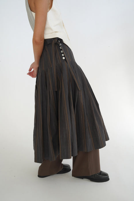 ZANINI<BR>LINEN PLEATED SKIRT