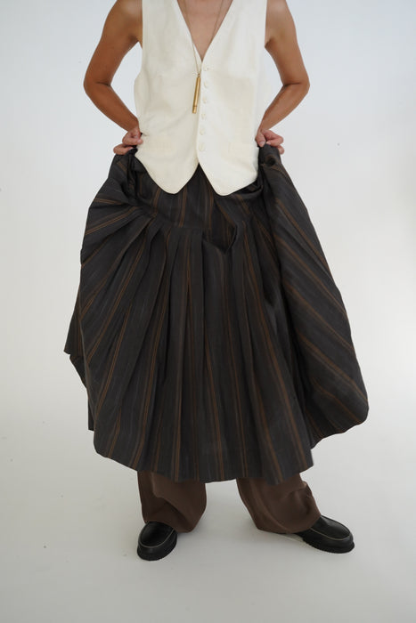 ZANINI<BR>LINEN PLEATED SKIRT