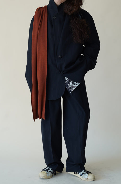 CRISTASEYA<br>SILK CASHMERE DOUBLE SCARF<br>in BLACK/BRICK RED