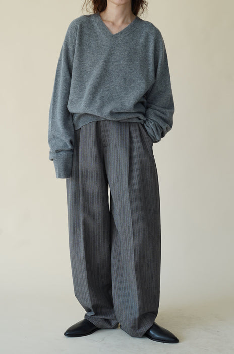 CRISTASEYA<br>DOUBLE PLEATED WIDE PANTS <BR>in BLACK/WHITE STRIPES