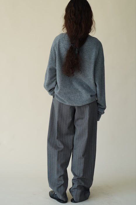 CRISTASEYA<br>DOUBLE PLEATED WIDE PANTS <BR>in BLACK/WHITE STRIPES